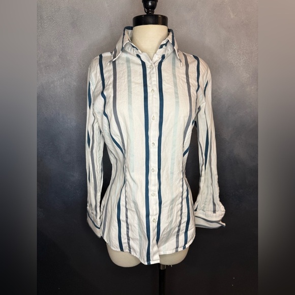 Express Tops - Express Design Studio Striped Button-Down Shirt - Size 10 (Classic Fit)